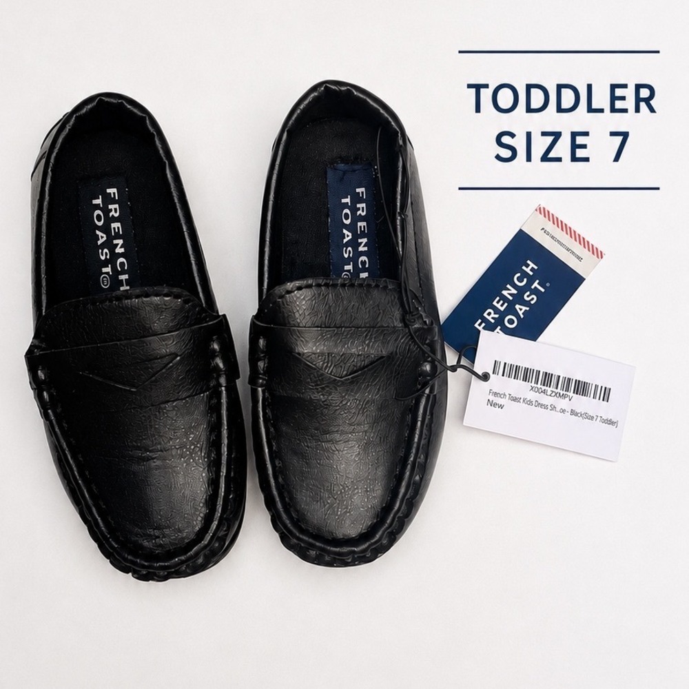 French Toast Black Penny‎ Loafers Toddler Boys Size 7 Black Dress Shoes NWT